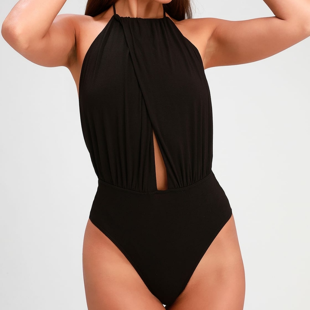 Lulus Brand Black Satin Bodysuit FINAL PRICE